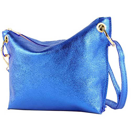 modamoda de - T243 - ital. Umhängetasche Klein Small aus Leder, Farbe:Blau-Metallic modamoda de - T243 - ital. Umhängetasche Klein Small aus Leder, Farbe:Blau-Metallic von modamoda de