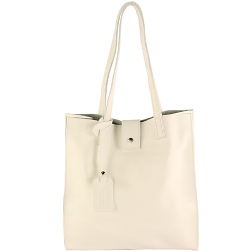 modamoda de - T247 - Ital. Leder Shopper mit herausnehmbarer Innentasche, Farbe:Creme von modamoda de