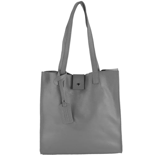 modamoda de - T247 - Ital. Leder Shopper mit herausnehmbarer Innentasche, Farbe:Graphitgrau von modamoda de