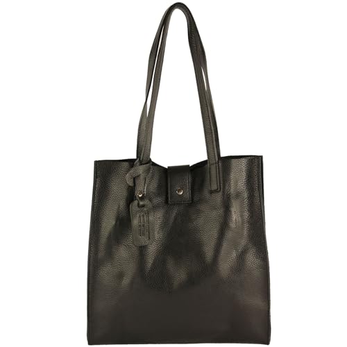 modamoda de - T247 - Ital. Leder Shopper mit herausnehmbarer Innentasche, Farbe:Schwarz von modamoda de