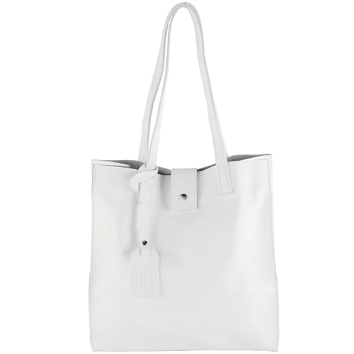 modamoda de - T247 - Ital. Leder Shopper mit herausnehmbarer Innentasche, Farbe:Weiß von modamoda de