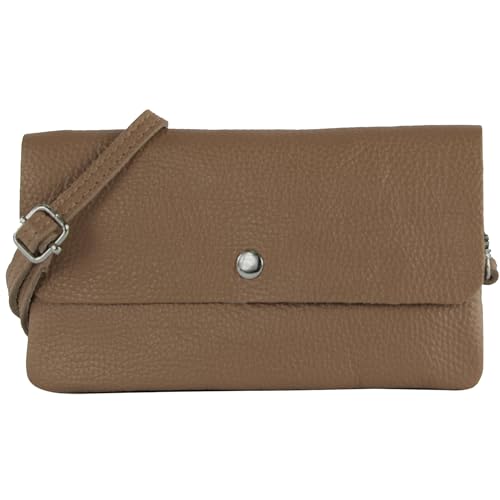 modamoda de - T257 - Echtleder Umhängetasche Small made in Italy, Farbe:Blassbraun von modamoda de