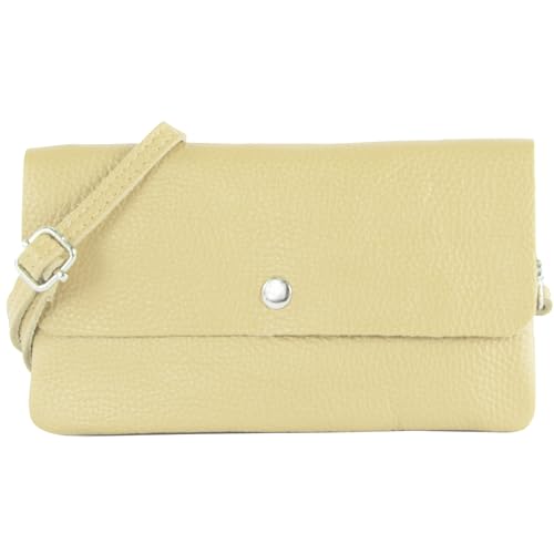 modamoda de - T257 - Echtleder Umhängetasche Small made in Italy, Farbe:Cremebeige von modamoda de