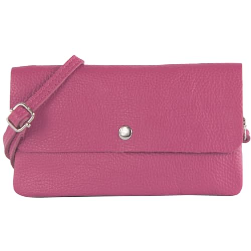 modamoda de - T257 - Echtleder Umhängetasche Small made in Italy, Farbe:Pink von modamoda de