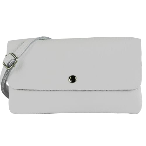 modamoda de - T257 - Echtleder Umhängetasche Small made in Italy, Farbe:Weiß von modamoda de