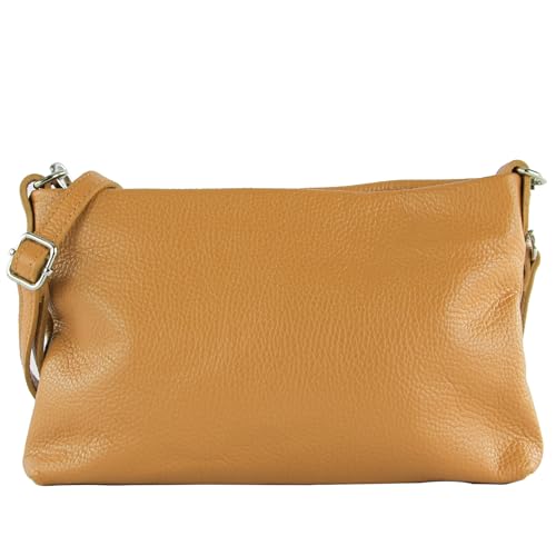 modamoda de T258 Damen Leder Umhängetasche Clutch Kosmetiktasche handmade in Italy, Farbe:Camel von modamoda de