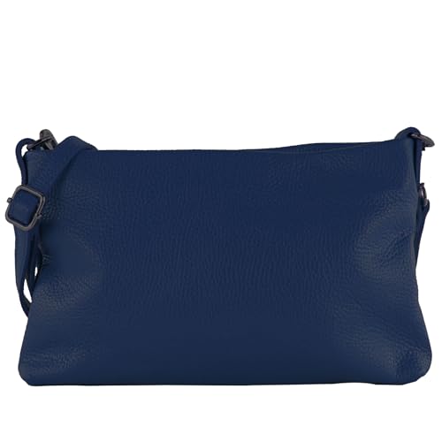modamoda de T258 Damen Leder Umhängetasche Clutch Kosmetiktasche handmade in Italy, Farbe:Saphirblau von modamoda de