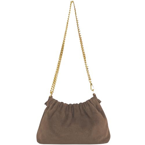 modamoda de - T259 - Mini Umhängetasche X-Small aus ital. Leder, Farbe:Wildleder Dunkeltaupe von modamoda de