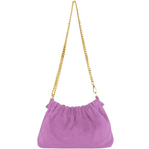 modamoda de - T259 - Mini Umhängetasche X-Small aus ital. Leder, Farbe:Wildleder Pastellviolett von modamoda de