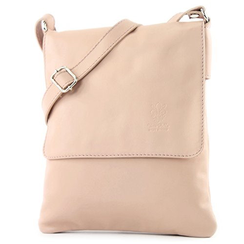 modamoda de - T33 - ital Umhängetasche Schultertasche aus Nappaleder, Farbe:Rosa von modamoda de