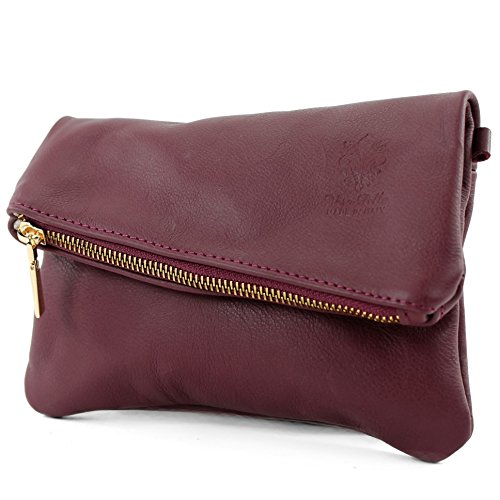 modamoda de - T95 - ital Handgelenktasche aus Nappaleder Mini, Farbe:Bordeauxviolett von modamoda de