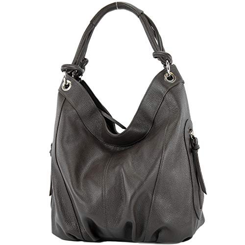 modamoda de - Z18 - ital Damenhandtasche aus Leder/Nappaleder, Farbe:Dark Chocolate Leder von modamoda de