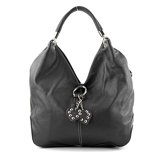 modamoda de - ital Handtasche Shopper Schultertasche Leder 330, Schwarz, siehe Beschreibung modamoda de - ital Handtasche Shopper Schultertasche Leder 330, Schwarz, siehe Beschreibung von modamoda de