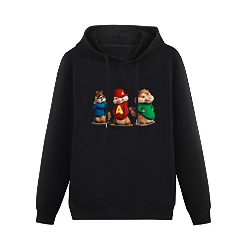 Mens Alvin and The Chipmunks Road Chip 2015 Hoodies Long Sleeve Pullover Loose Hoody Sweatershirt Size S Black von modan