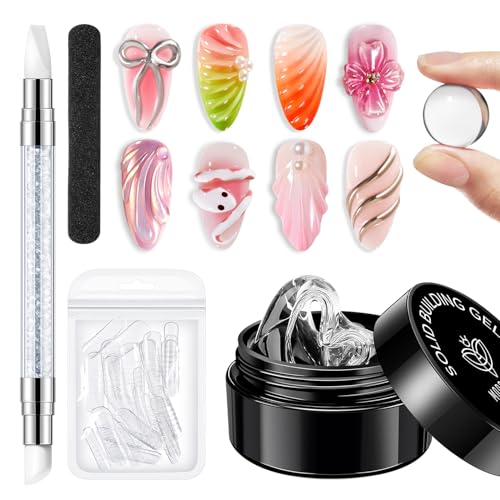 MODELONES Solid Builder Gel, 3D Skulptur Nail Gel,15g Aufbaugel Multifunktionell Rhinestone UV Gelnägel zur Nagelverlängerung Nagel Carving Glue Charms DIY Nageldesign 3D gel Nail Art von modelones