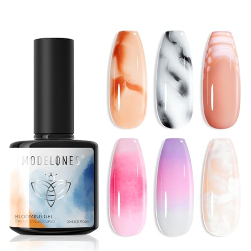 Modelones Blooming Gel Nagellack 10ML UV LED Gel Nail Polish for Nail Painting, Marble, Watercolor Blooming Gel Polish Nail Art Maniküre Design von modelones