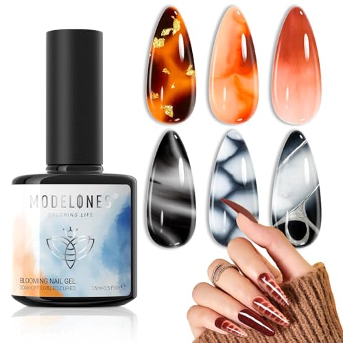 Modelones Blooming Gel Nagellack 15ML UV LED Gel Nail Polish for Nail Painting, Marble, Watercolor Blooming Gel Polish Nail Art Maniküre Design von modelones