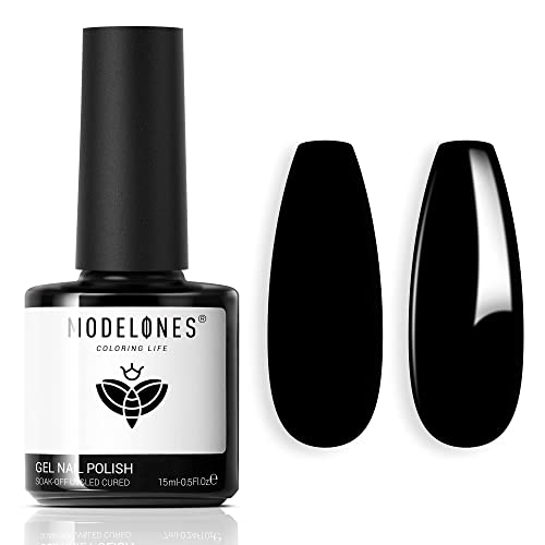 modelones UV Nagellack Schwarz, 15 ML Gel Nagellack,Soak Off für UV Nagellampe Langlebige Maniküre Nagelgellack Soak Off Nail Gel Polish Nail Art DIY von modelones
