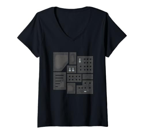 Damen Modulares Panel Blocks Synth Graphic T-Shirt mit V-Ausschnitt Damen Modulares Panel Blocks Synth Graphic T-Shirt mit V-Ausschnitt von modular panels eurorack minimal synth minimal