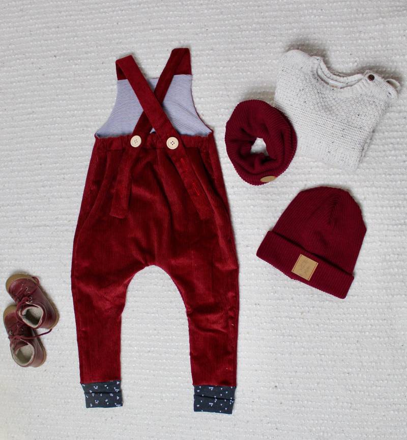 Cord-Latzhose - Hosenträger Cordhose Salopette Pumphose Mitwachs Hose Träger Cord Knickerbocker Unisex Baby Gefüttert von moehredesign