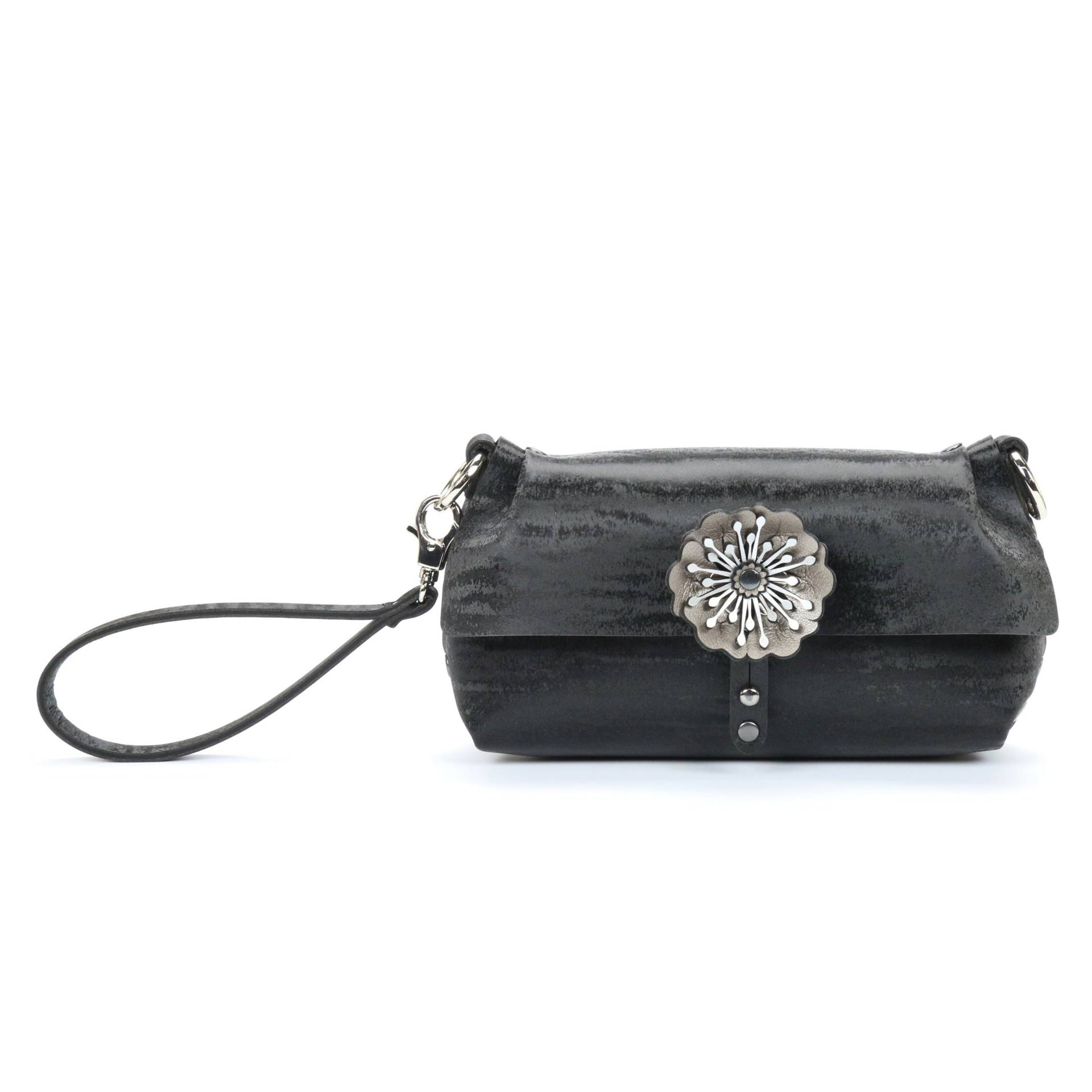 Schwarzes Chinchilla-| Blumen-Armband Mit Abnehmbarem | Vegane Handtasche Made in Usa By Mohop Schwarzes Chinchilla-| Blumen-Armband Mit Abnehmbarem | Vegane Handtasche Made in Usa By Mohop von mohop
