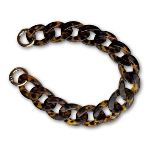 møij Statement Schlüsselanhänger | Chunky Keychain oder Handykette aus Acryl-Kettengliedern | 29 cm | Havanna Braun von møij