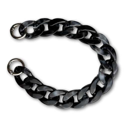 Statement Schlüsselanhänger | Chunky Keychain oder Handykette aus Acryl-Kettengliedern | 29 cm | Schwarz Marmor von møij