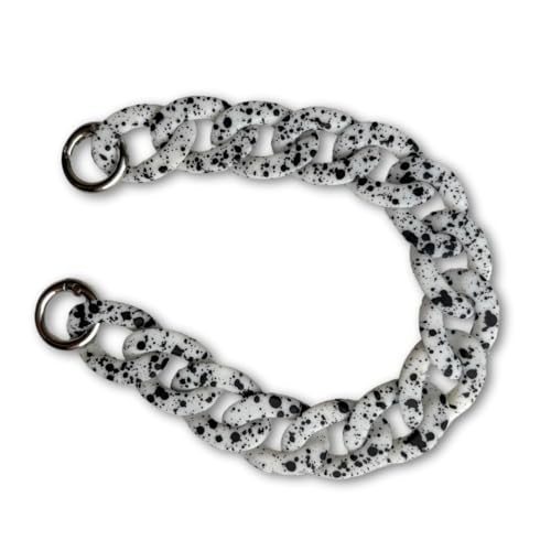 møij Statement Schlüsselanhänger | Chunky Keychain oder Handykette aus Acryl-Kettengliedern | 29 cm | Weiß mit schwarzen Flecken von møij