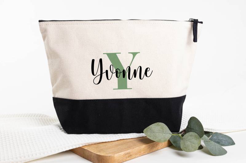 Personalisierter Kulturbeutel "Initialen" | Camping, Urlaub Geschenk, Geburtstag Kulturtasche, Kosmetiktasche Baumwolle, Zweifarbig Personalisierter Kulturbeutel "Initialen" | Camping, Urlaub Geschenk, Geburtstag Kulturtasche, Kosmetiktasche Baumwolle, Zweifarbig von moinSvenja
