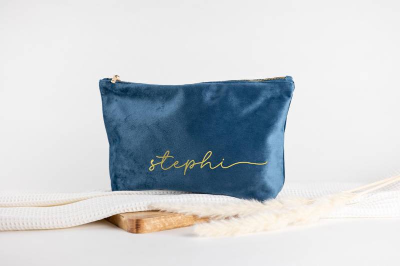 Personalisierter Kulturbeutel "Samt" | Schminktasche, Tasche, Accessoires Mit Name Mitbringsel, Geschenk, Kleinigkeit Frauen, Herren von moinSvenja