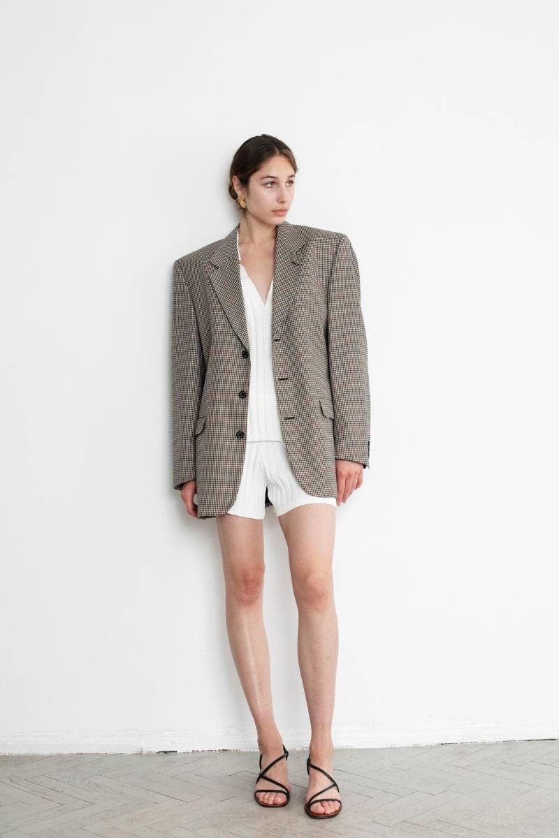 Vintage 90Er Jahre Oversize Wollblazer Mit Hahnentrittmuster von moiovintage