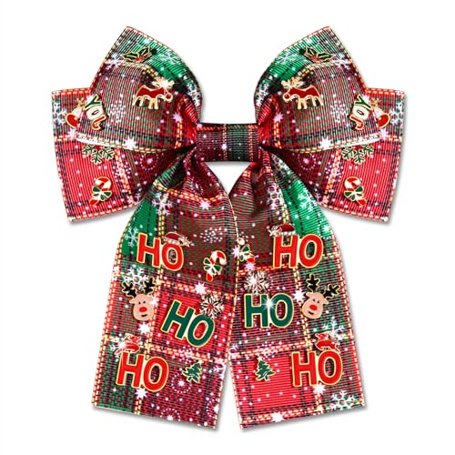 Weihnachts-Haarschleifen, Urlaubsschleifen für Damen und Mädchen, mit Schmucksteinen, rote Haarbänder, Weihnachtsschleife, Schneeflocke, Rentier, Haarschleife, Clips, Weihnachten, Haarschmuck, von mokkia