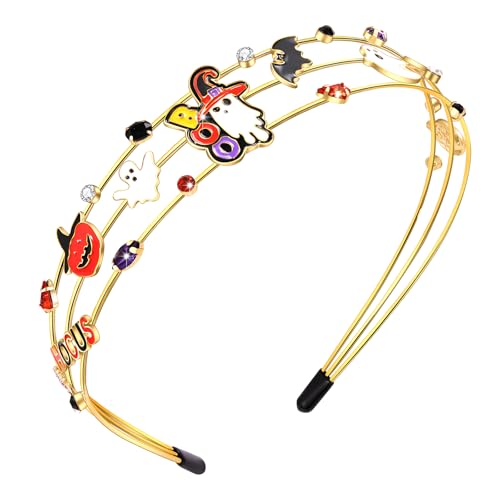 mokkia Halloween-Stirnband für Damen, Halloween-Kostüm-Zubehör, Outfits, Emaille, Boo Geist-Stirnband, Schmucksteine, Strass, Urlaubsgeschenke (Hallloween 3) von mokkia