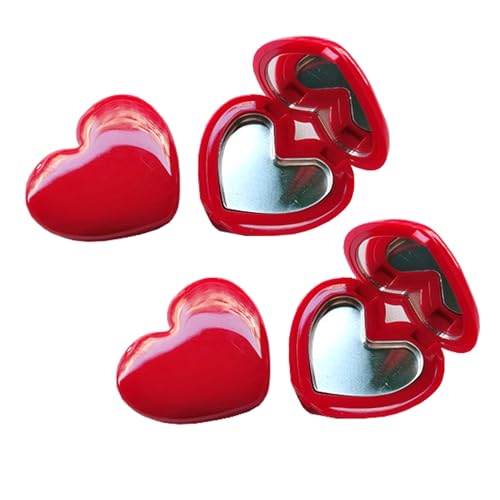 Mini-Lidschatten-Palette in Herzform, nachfüllbar, leerer Lippenstift-Behälter, Reise-Kunststoff-Kosmetikbehälter mit Spiegel, für DIY-Make-up-Behälter, Rot, 5 Stück von mollensiuer