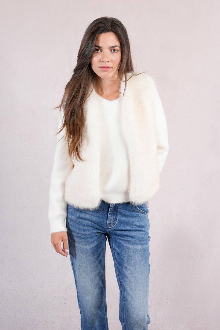 molly bracken - Ärmellose Jacke aus Kunstpelz weiß - Gr. - L von molly bracken