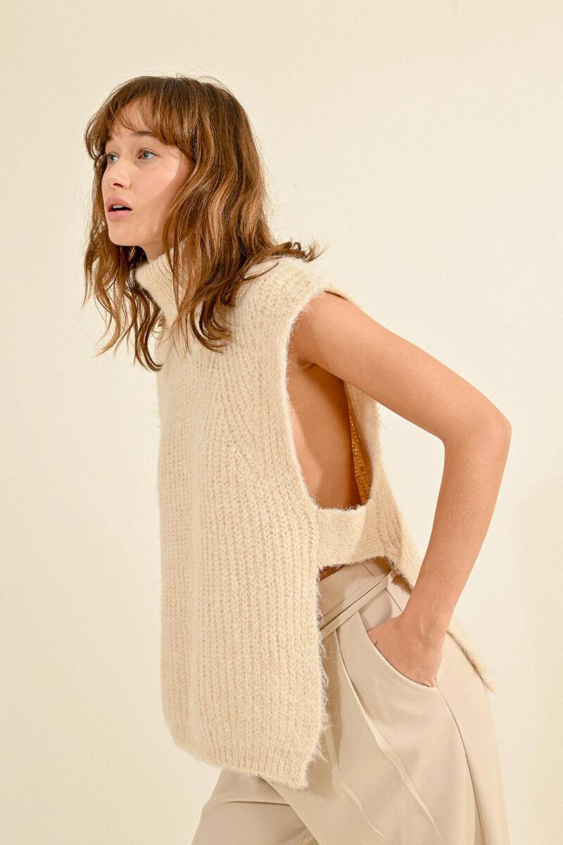 molly bracken - Ärmelloser Pullover beige - Gr. - M von molly bracken