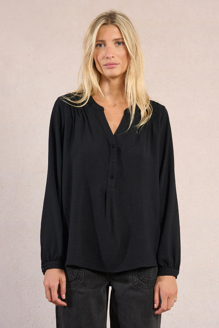 molly bracken - Fließende Bluse mit Button-Down-Kragen schwarz - Gr. - M von molly bracken