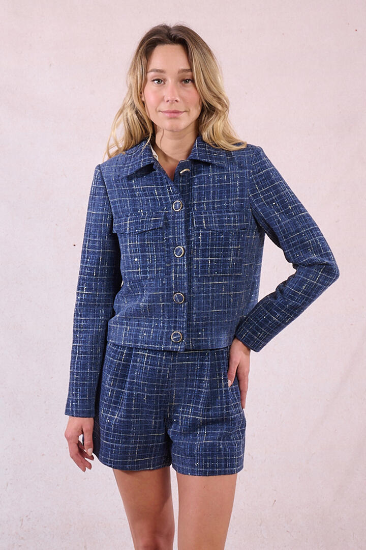 molly bracken - Kurze Tweedjacke blau - Gr. - XS von molly bracken