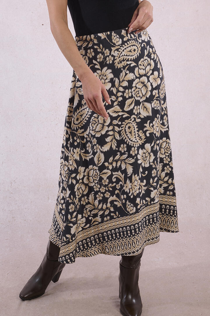 molly bracken - Langer Rock, Bohème-Print beige/schwarz - Gr. - XS von molly bracken