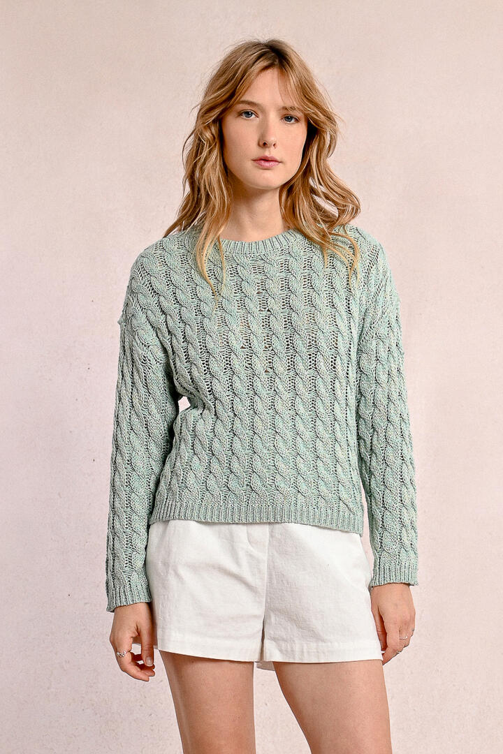 molly bracken - Pullover mit Zopfmuster grün - Gr. - S von molly bracken