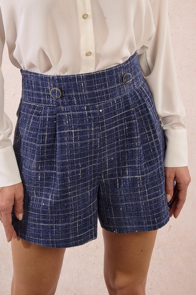 molly bracken - Shorts aus Tweed mit hoher Taille blau - Gr. - M von molly bracken