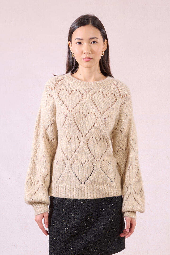 molly bracken - Strickpullover mit Herzmuster beige - Gr. - L von molly bracken