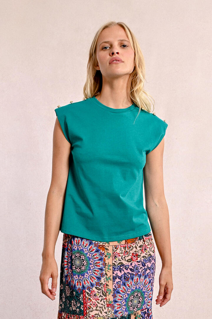 molly bracken - T-Shirt mit Schulterpolstern grün - Gr. - L von molly bracken