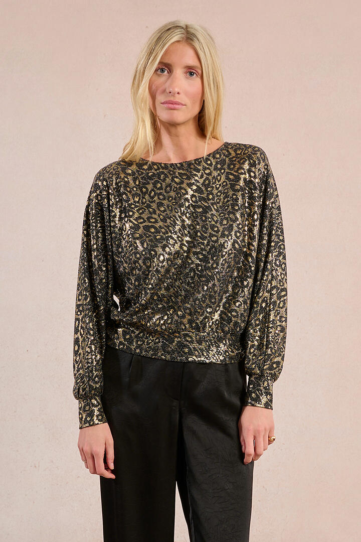 molly bracken - Top mit Leopardenmuster schwarz/gold - Gr. - XS von molly bracken