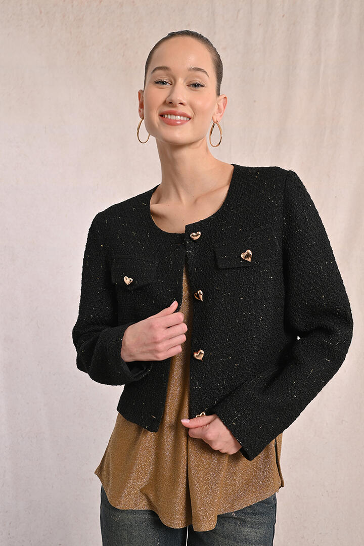molly bracken - Tweed-Jacke schwarz - Gr. - S von molly bracken
