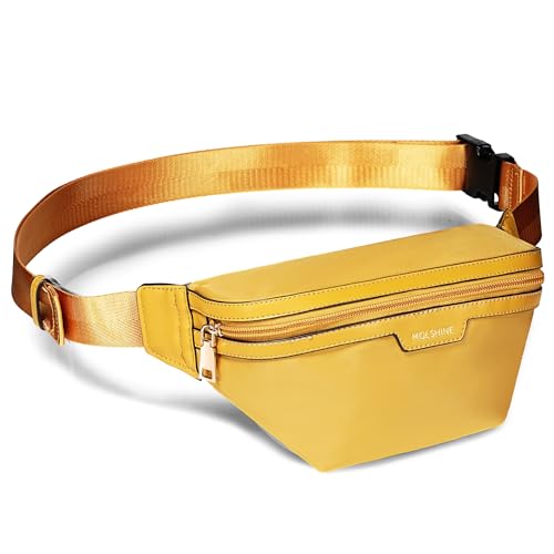 MOLSHINE Bauchtasche für Männer und Frauen,Umhängetasche,verstellbare Gürteltasche,diebstahlsichere Geldbörse mit Kartenhalter für Reisen Spazierengehen Laufen Wandern Radfahren (Gelb Braun) von molshine