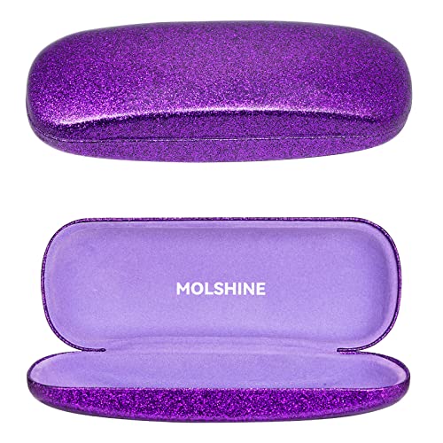 molshine Bling Hartschalen Brillentasche,Tragbares funkelndes Glänzendes Brillenetui für Männer,Frauen,Mädchen,Reisen,Studium,Arbeit (Violett) von molshine