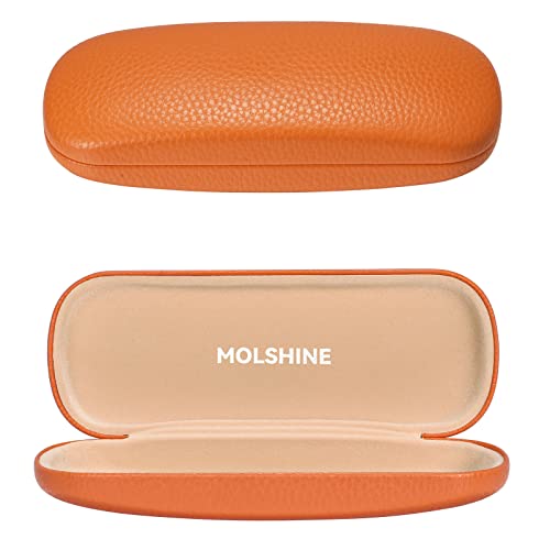 molshine MOLSHIEN Brillenetui aus Hartschalen Leder,tragbares Brillentasche für Männer,Frauen,Mädchen,Reisen,Studium,Arbeit-(Orange) von molshine