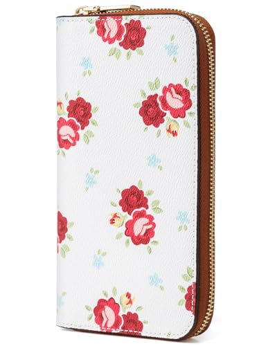 molshine Damen-Geldbörsen aus PU-Leder mit großem Fassungsvermögen,RFID-blockierendes langes Clutch-Armband mit Reißverschlussfach DLK0058 (Rot) von molshine