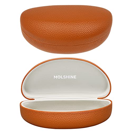 molshine großes Hartschalen-Sonnenbrillenetui, klassisches Hardcase Brillenetui für Sonnenbrillen mit Reinigungstuch und brillentasche(Braun) von molshine